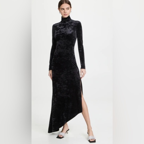 A.L.C. Brielle Stretch Velvet Open Back Long Sleeve Dress 00 - Picture 3 of 10